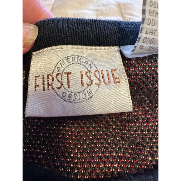 VTG 80s 90s Tapestry-Jumper Sweater Shoulder pads Retro cotton blend Mardi Gras - Picture 13 of 16